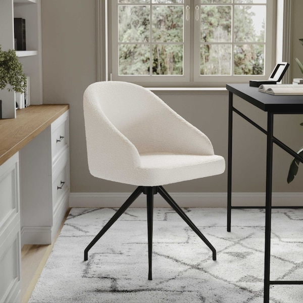 Martha Stewart Sora Upholstered Stationary Office Chair in White/Oil Rubbed Bronze CH-222119-WH-BK-MS - main